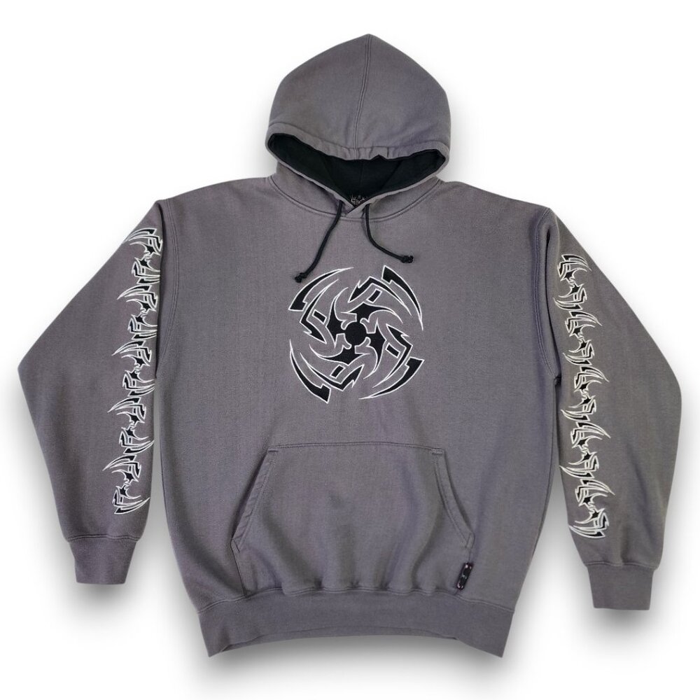 Sapphire Lounge Men's Large Gray Tribal Star Graphic Hoodie Y2k Streetwear